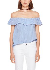 s.Oliver RED LABEL, Damen Blusentop, Hellblau / Weiß