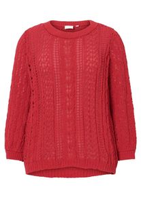 JUNAROSE, Damen Zopfstrick Pullover, Rot