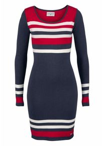 Tom Tailor Polo Team, Damen Strickkleid, Marine / Hellrot / Weiß