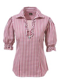 OS-Trachten, Damen Trachtenbluse, Weinrot / Wei&szlig;
