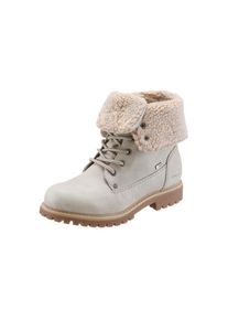 Tom Tailor, Damen Schn&uuml;rboots mit Tex-Membran, Beige / Hellgrau
