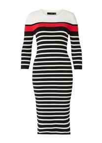 Hallhuber, Damen Midi-Strickkleid, Rot / Schwarz / Wei&szlig;