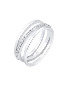 Elli Premium, Damen Ring 'Kreuz', Silber / Weiß