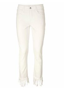 Heine, Damen Röhrenjeans mit Fransen, Creme