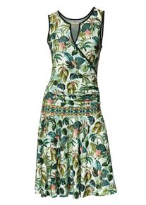 Heine, Damen Druckkleid, Pastellgelb / Limette / Rosa