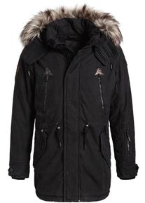 Khujo, Herren Parka 'UNKAR SOLID PADDED', Schwarz