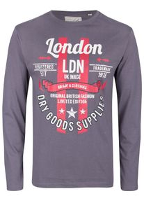 Soulstar, Herren Longsleeve, Dunkelgrau / Hellrot / Weiß