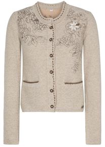 Spieth & Wensky SPIETH & WENSKY, Damen Strickjacke "Heidi", Hellbeige / Braun