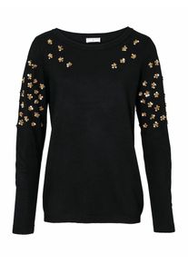Heine, Damen Rundhalspullover, Gold / Schwarz