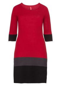 SheeGOTit, Damen Strickkleid, Dunkelgrau / Karminrot / Black Denim