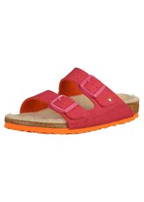 Birkenstock, Damen Pantoletten 'Arizona', Brokat / Neonorange / Fuchsia / Perlweiß