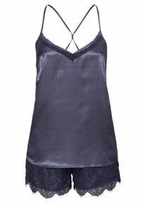 Lascana, Damen Satin-Shorty mit Spitzen Shorts und Tr&auml;gertop, Nachtblau