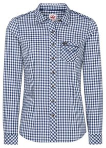 Spieth & Wensky SPIETH & WENSKY, Damen Trachtenbluse 'Gerach', Dunkelblau / Wei&szlig;
