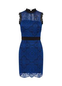 Wal G., Damen Spitzenkleid, Blau / Schwarz