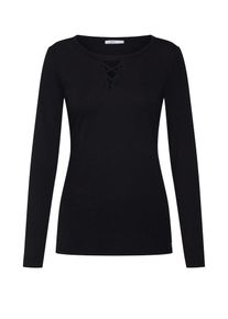 EDC by Esprit, Damen Shirt 'Eyelace Front T-Shirts', Schwarz