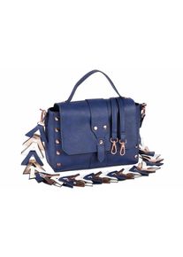 Collezione Alessandro, Damen Tasche mit dekorativen Rie, Marine