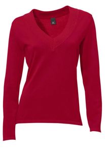 Heine, Damen V-Pullover, Feuerrot
