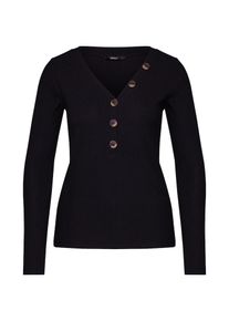 Only, Damen Shirt 'onlMONA L/S BUTTON RIB TOP JRS', Schwarz