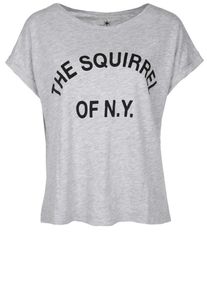 Juvia, Damen T-Shirt SLUB BOXY SQUIRREL OF NY, Graumeliert / Schwarz