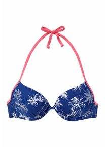 Venice Beach, Damen Push-up-Top 'Tulum', Blau / Dunkelpink / Weiß