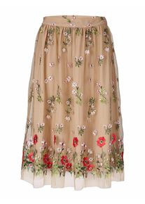 Heine, Damen Stickereirock Stickerei allover, Hellbeige / Mischfarben