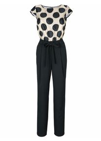 Heine, Damen Overall mit Tupfen-Dessin, Creme / Schwarz
