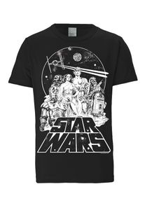 logoshirt, Herren T-Shirt 'Krieg der Sterne', Schwarz / Wei&szlig;