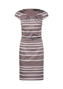 comma, Damen Businesskleid, Taupe / Wei&szlig;