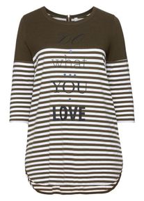 sheego Casual, Damen Longshirt, Khaki / Wei&szlig;
