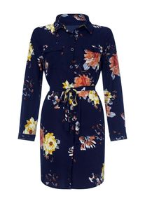 Mela London, Damen Kleider 'FLORAL PRINT SHIRT DRESS', Mischfarben / Orange / Schwarz