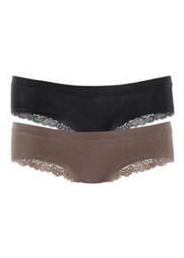 Lascana, Damen Brasilslip (2 Stck.), Braun / Schwarz