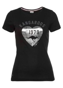 Kangaroos, Damen T-Shirt, Schwarz / Silber