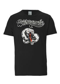 logoshirt, Herren T-Shirt 'Whitesnake', Schwarz / Wei&szlig;