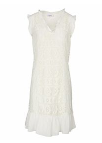 Heine, Damen Spitzenkleid Mit Pailletten, Beige