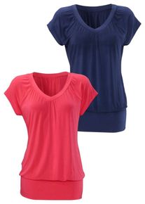 Lascana, Damen Shirt, Marine / Cranberry