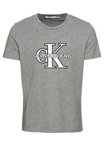Calvin Klein Jeans, Herren Shirt 'MONOGRAM FRONT LOGO', Grau / Schwarz / Weiß