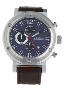 s.Oliver RED LABEL, Herren Chronograph 'SO-15158-LCR', Dunkelblau / Dunkelbraun / Silber