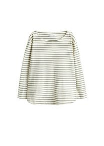 Violeta by Mango, Damen T-shirt 'Carla', Khaki / Weiß