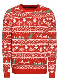 Only & Sons Only & Sons, Herren Pullover 'onsXMAS 7 JAQUARD', Gr&uuml;n / Rot / Wei&szlig;