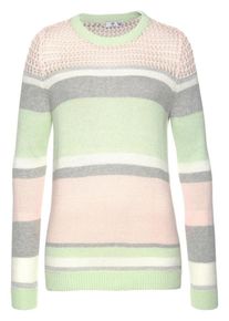 AJC, Damen Strickpullover, Hellgrau / Mint / Rosa / Wei&szlig;