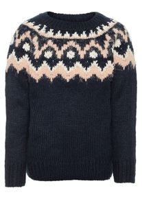 name it, M&auml;dchen Strickpullover, Dunkelblau / Pastellpink / Wei&szlig;