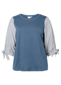 JUNAROSE, Damen Bluse, Rauchblau / Weiß