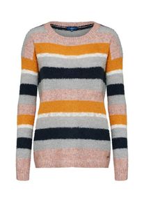 Tom Tailor, Damen Pullover 'stripy yarn mix sweater', Grau / Hellorange / Rosé