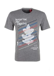 s.Oliver RED LABEL, Herren Jerseyshirt, Graumeliert / Wei&szlig;