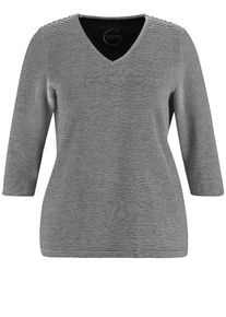 SAMOON, Damen T-Shirt, Schwarz / Weiß