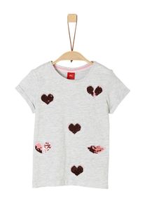 s.Oliver Junior, Mädchen T-Shirt, Graumeliert / Rosé / Weinrot