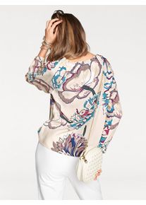 Heine, Damen Druckbluse, Beige / Blau / Türkis / Bordeaux
