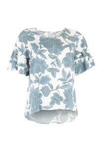 JUNAROSE, Damen Blusenshirt 'AMIA', Rauchblau / Wei&szlig;