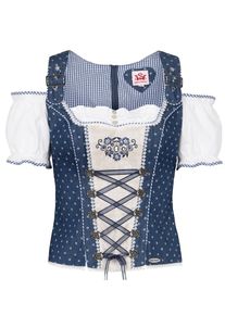 Spieth & Wensky SPIETH & WENSKY, Damen Carbluse 'Frankfurt', Blau / Wei&szlig;