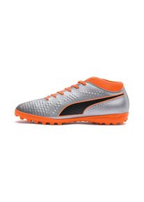 Puma, Herren Fußballschuhe 'ONE 4 Synthetik TT', Silbergrau / Dunkelorange